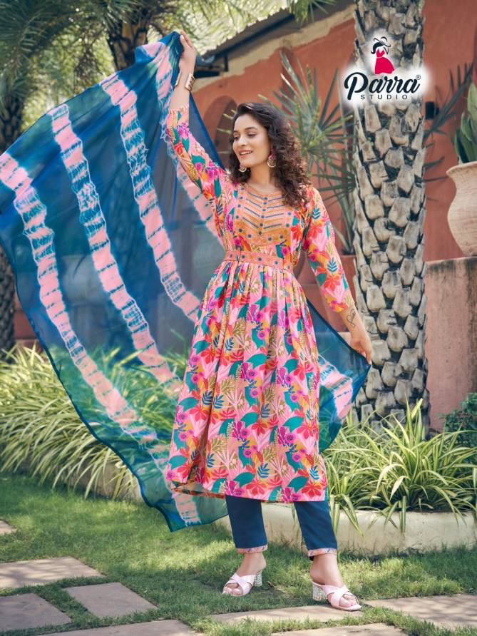 Parra Rangin Nayra Vol 1 Nayra Cut Kurti With Bottom Dupatta Catalog
